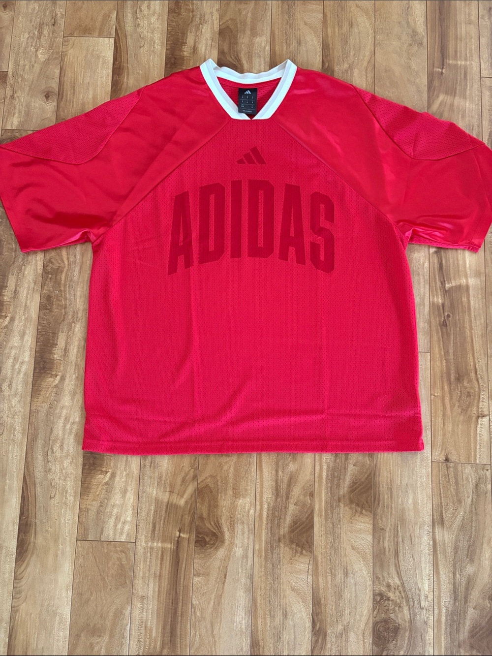 adidas Men’s Red Crewneck Athletic Jersey with White Trim